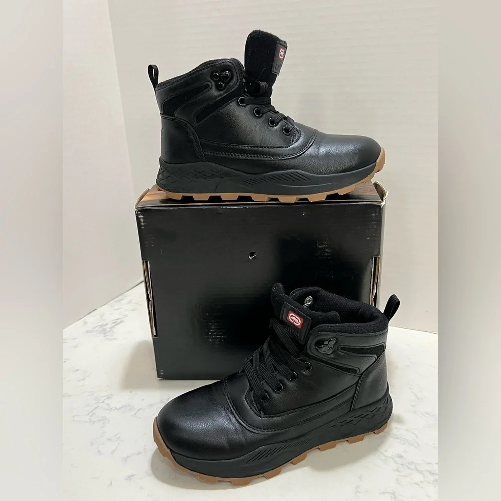 Lugz Black and Brown Boots with Modern Design